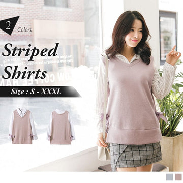 ORANGEBEAR LONG SLEEVE STRIPED SHIRTS