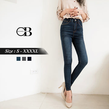 3D BRUSHED DENIM SKINNY PANTS
