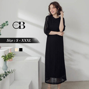 ORANGEBEAR LACED CUFF LONG DRESS