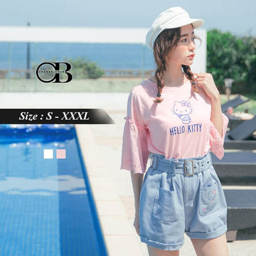 RUFFLE SLEEVE PRINTED TOPS