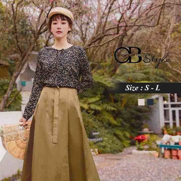 ORANGEBEAR CHIFFON TIED OPEN LONG SLEEVE TOP