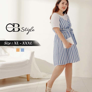 ORANGEBEAR V-NECK ELASTIC WAIST DRESS