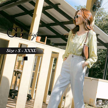 3/4 SLEEVE PRINTED V-NECK TOPS