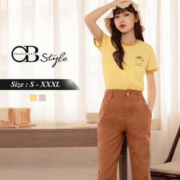 LETTER PRINTED SHORT SLEEVE ROUND NECK TOPS