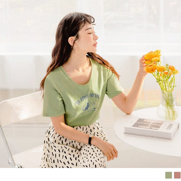 SHORT SLEEVE ROUND NECK CAT GRAPHIC COTTON TOPS