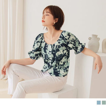 ROUND NECK/OFF SHOULDER SHORT SLEEVE PRINTED TOPS