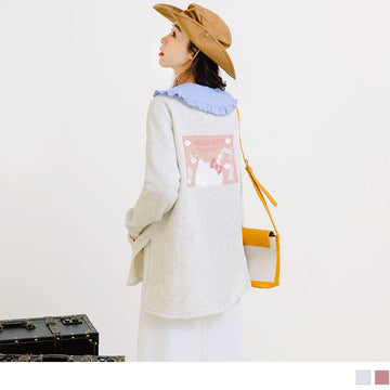 KITTY PRINTED ROUND NECK DROP SHOULDER LONGLINE TOPS