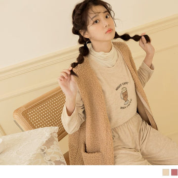 DROP SHOULDER EMBROIDERED LONG SLEEVE ROUND NECK TOPS