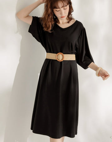 Cooling Wide Sleeve V-Neck Loose Midi Summer Dress