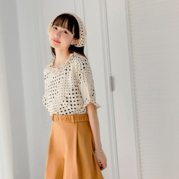 Ruffle Polka Dot Flare Sleeve Top