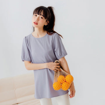 Korean Backless Tie Puff Sleeve A-Line Long Top