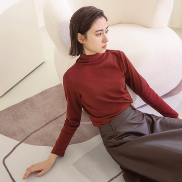 Brushed Bottle Neck Basic Top/Sweater