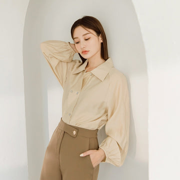Two-Way Collar Double Button Top