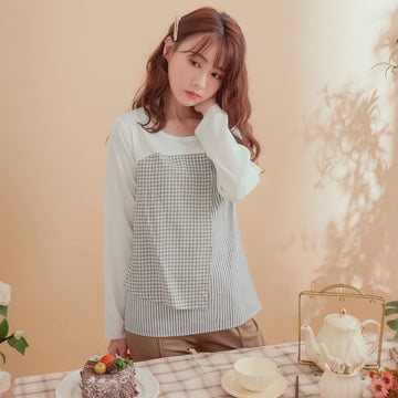 Plaid Striped Long Sleeve Blouse Top