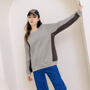 Warm Fleece Color Block Sweatshirt Top