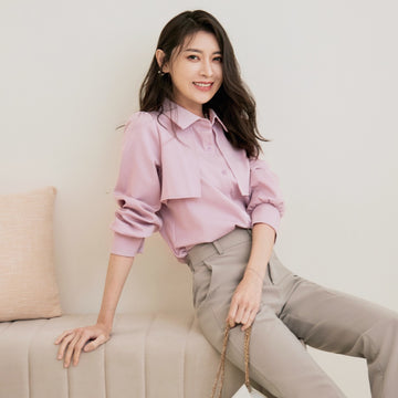 Chiffon Patch Layered Shirt
