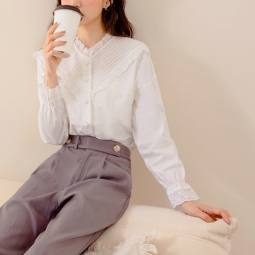 Eyelet Lace Loose Fit Puff Sleeve Top