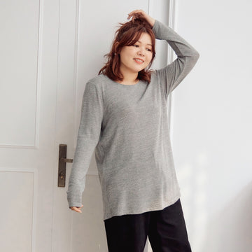 Casual Stretch Knit Round Neck Top