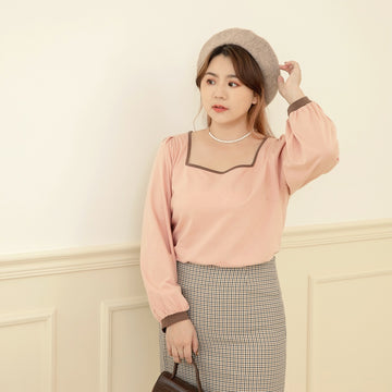 Square Neck Cotton Puff Sleeve Top