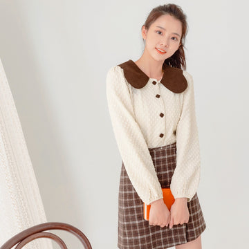 Korean Casual Collar Button Top