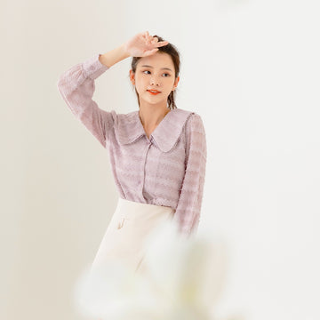 Collar Chiffon Top/Shirt