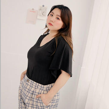 Cooling Casual V-Neck Elastic Flare Sleeve Top