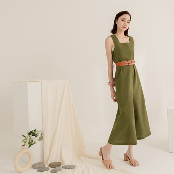 BA7157 Korean Long Sleeveless Jumpsuit Wide Leg Culottes Pants