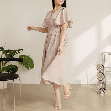 Casual Floral Print Ruffle Sleeve Long Maxi Dress