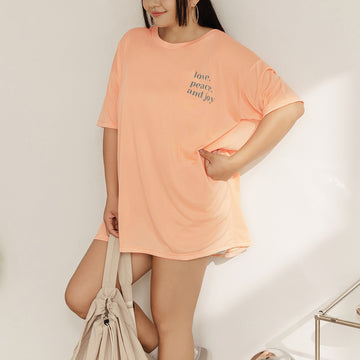 Casual Long Oversized Love Peace Joy T-Shirt Top