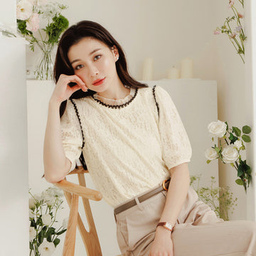 Lace Gauze Collar Wedding Party Blouse Shirt Top