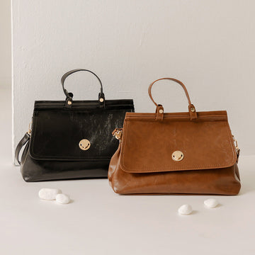 Ob Design Women Pu Leather Vintage Strap Flap Handbag