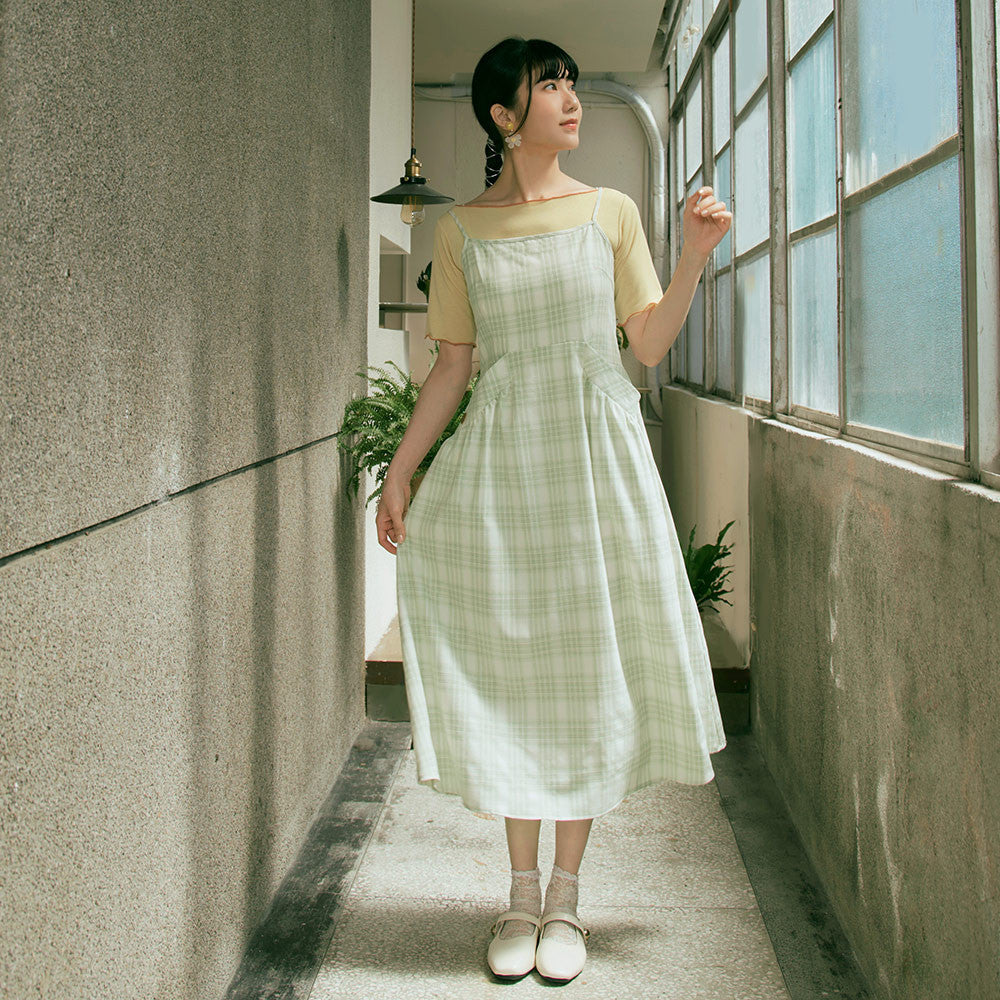 Plaid Strap Long Maxi Dress