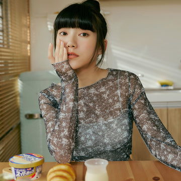 Casual Sheer Floral Print Long Sleeve Top