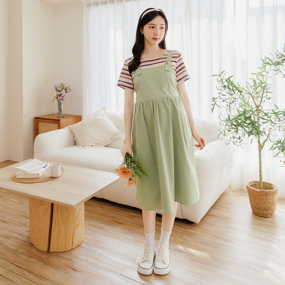 Casual Maternity Striped Strap Cotton T-Shirt Dress