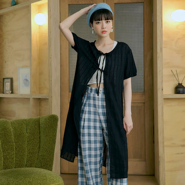 Casual Long Eyelet Cardigan Cover Up Top