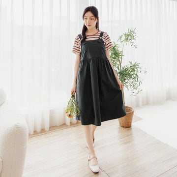 Casual Maternity Striped Strap Cotton T-Shirt Dress