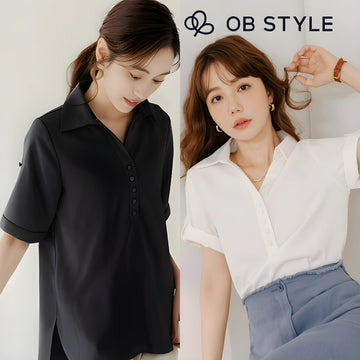 Weekend X Ob Design Women Basic Casual Solid Button Collar Short Sleeve Long Shirt Top Plus Size