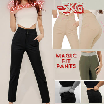 Weekend X Ob Design Women Work Casual Slimming Fit Elastic Waist Long Straight Pants Trousers Plus Size