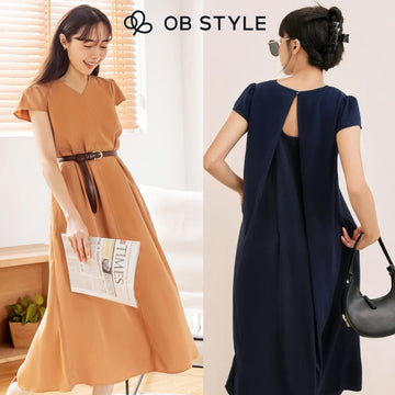 Weekend X Ob Design Women Casual Solid Cooling V-Neck Pleated Back A-Line Long Maxi Summer Dress Plus Size