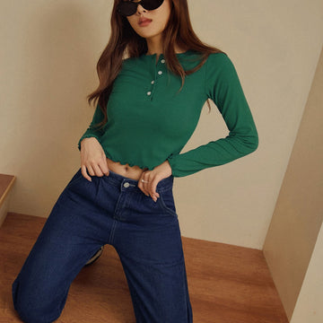 Soft Knit Edge Half-Zip Short Top