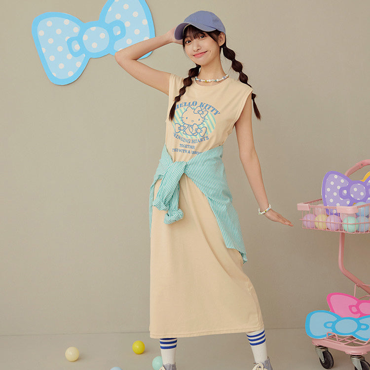 hello kitty maxi dress Hello Kitty Cotton Sleeveless Long Maxi Dress