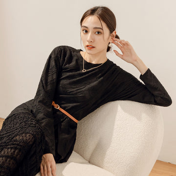 Casual Side Slit Long Sleeve Long Top