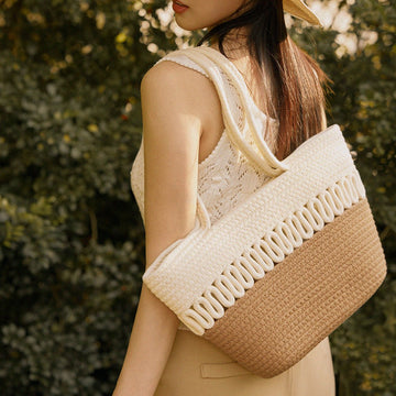 Resort Woven Basket Tote Shoulder Bag