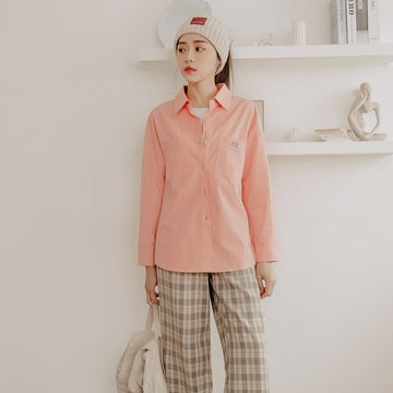 English Heart Knit Print Long Shirt