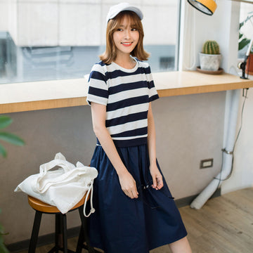 Casual Stripe A-Line Mini T-Shirt Dress