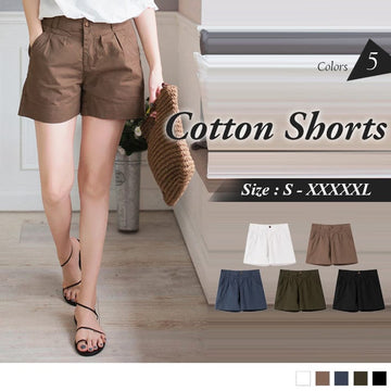 ELASTIC WAIST COTTON SHORTS PANTS