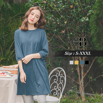 CREW NECK 3/4 SLEEVE DRESS