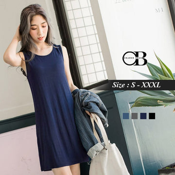 PLAIN SLEEVELESS LONG DRESS