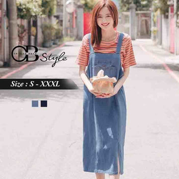 POCKET SLIT DEMIN SLING DRESS