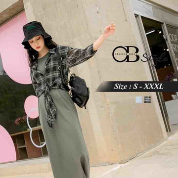 CHECKED TIE FRONT CHIFFON TOP